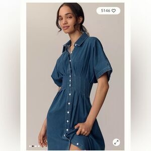 Anthropologie The Tobie Denim Shirt Dress by Exquise